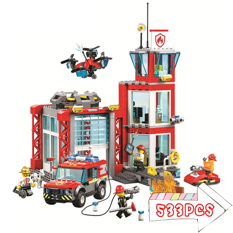 

City Series Fire Department Block Toys Fire Fighting Model Sets Building Blocks Bricks Christmas Gifts For Kids Children 60215