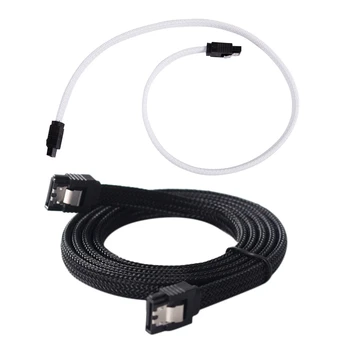 

2 Pcs 50CM SATA 3.0 III SATA3 7Pin Data Cable 6Gb/S SSD Cables HDD Hard Disk Data Cord with Nylon Sleeved Premium Version, White