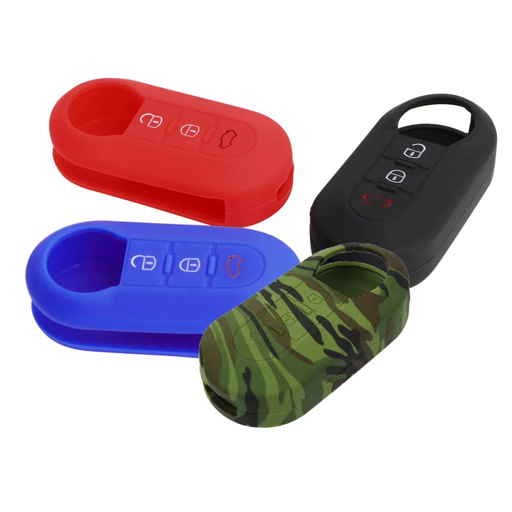 Car Key Case Cover For Fiat 500 Panda Grande Punto Bravo Stilo 500x Abarth Ducato Doblo Peugeot Flip 3 Button Silicone Keychain |