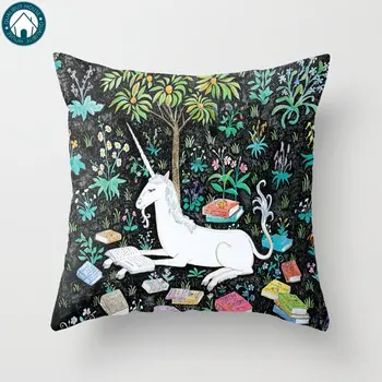 

The Unicorn Is Reading Pillow Covers Cases Pattern Nordic Cover Cushion Pillowcase Square Print