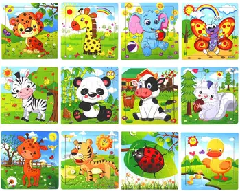 

12Pcs of Wooden Animals Jigsaw Puzzles for Kids Ages 2-4 Preschool Educational Learning Toys Sets for Toddlers Boys and Girls