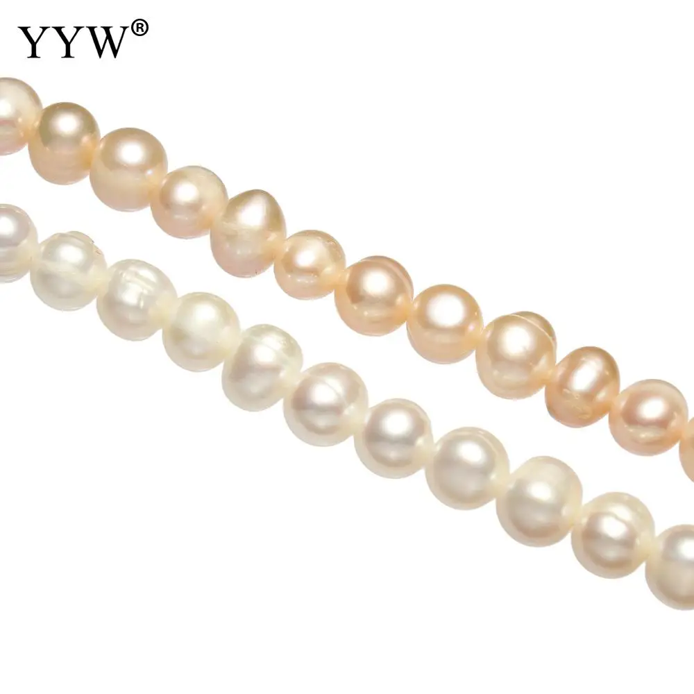 7-8mm Pink White Pearls Bead Natual Baroque Freshwater Pearl Beads Jewelry Making Beads Bulk For Diy Neacklace Bracelet 0.8mm