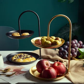 

European ins double tray cake afternoon tea snack rack creative personality home fruit fruit bowl decoration cake rack