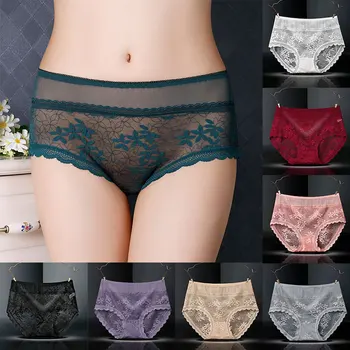 

Intimate Breathable Lace Panties Underwear Transparent Women's Panties Spandex Nylon Soft High Waist Plus Size Underwear