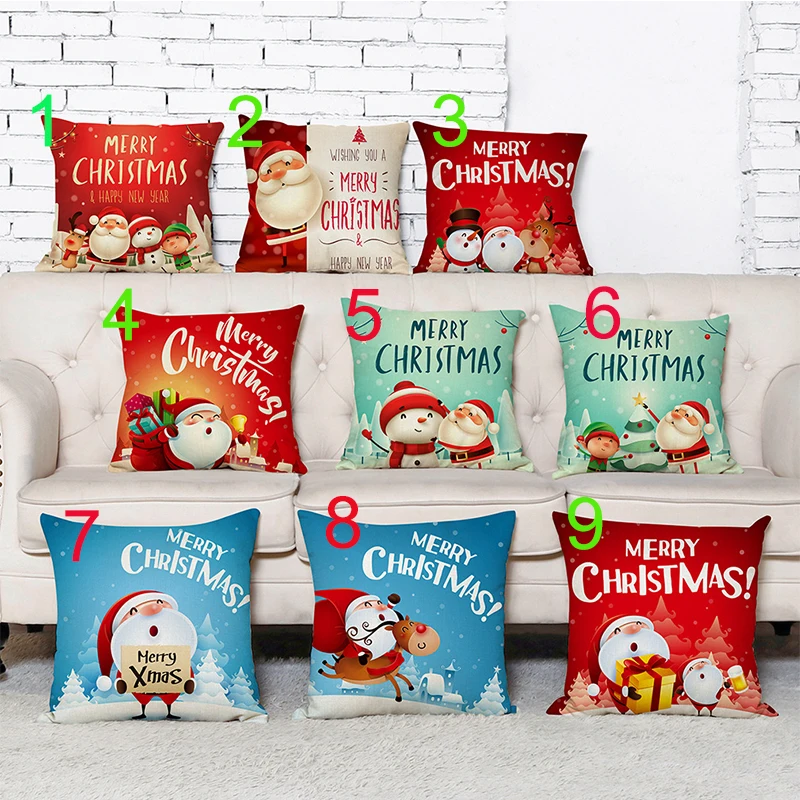 4 Pcs Christmas Cushion Throw Pillow Covers 18*18 inch Sofa Cover Santa Claus Cases Decorations(Choose Your Number) | Дом и сад