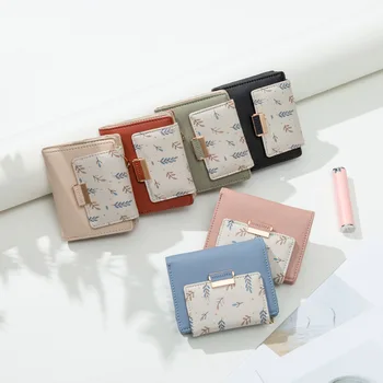 

2020 new ladies wallet women short short small fresh color matching floral print large capacity wallet student bag