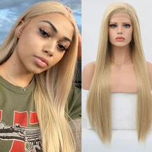 Харизма светлые парики длинные прямые волосы синтетический парик на кружеве термостойкие боковая часть бесклеевые парики для женщин