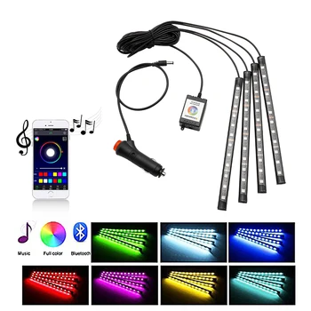 

LED Atmosphere Lights Neon Car RGB Interior Light Lamp Strip Decorative Ambient Lamp Wireless Phone APP Control For Android IOS