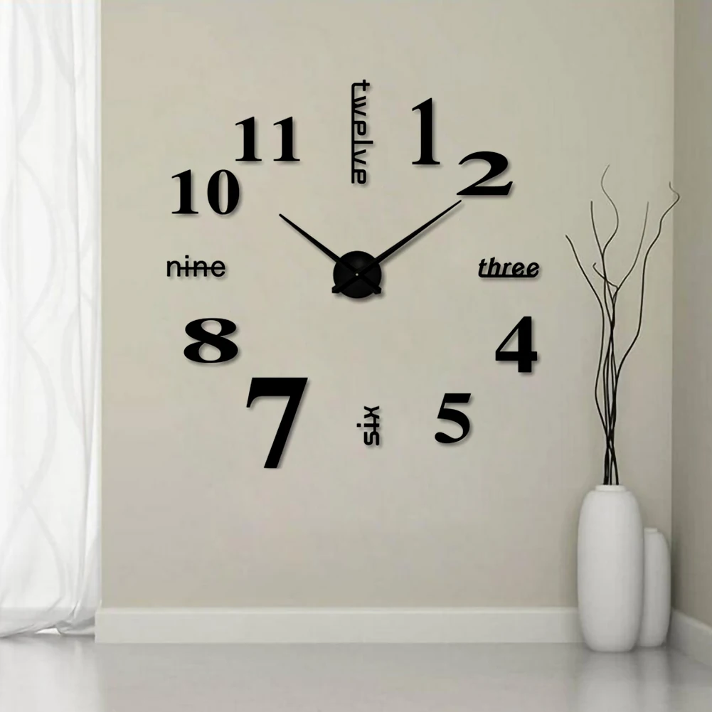 

3D Wall Clock Mirror Wall Stickers Creative DIY Wall Clocks Removable Art Decal Sticker Home Decor Living Room Quartz Needle Hot