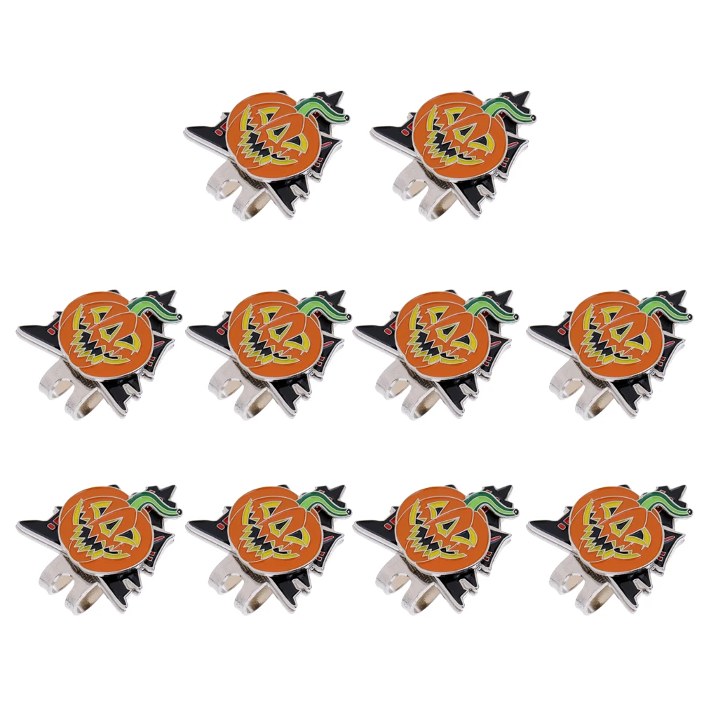 10 Pieces/Pack Halloween Pumpkin  Hat Cap Clip Golf Ball Marker Gift