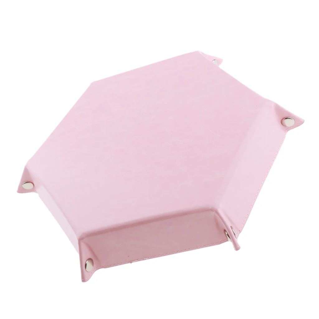 Dice Holder PU Leather Folding Hexagon Tray for RPG, DND and Other Table Games