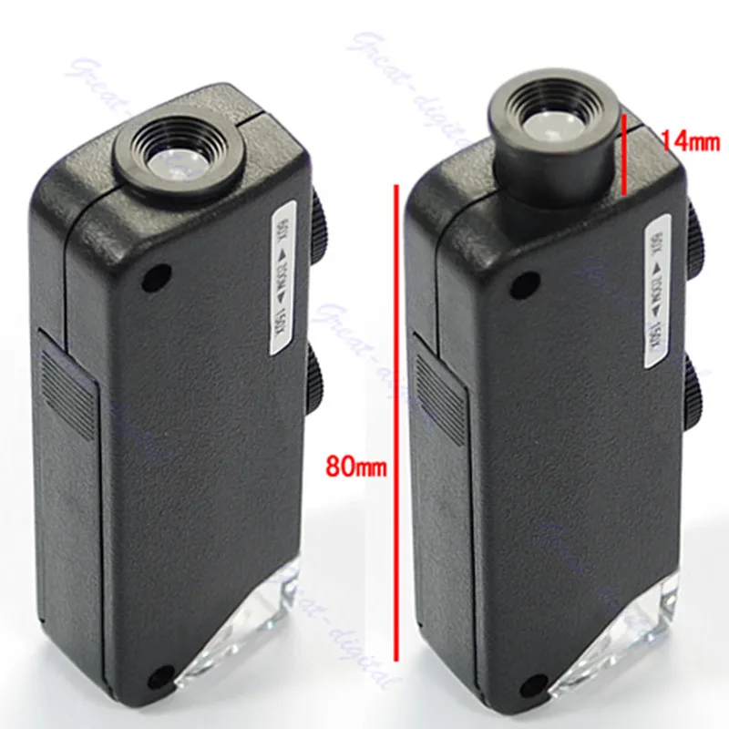 Microscópio de Bolso para Mão Microscópio de Bolso 60x-100x com Bolsa de Couro Mini Lupa
