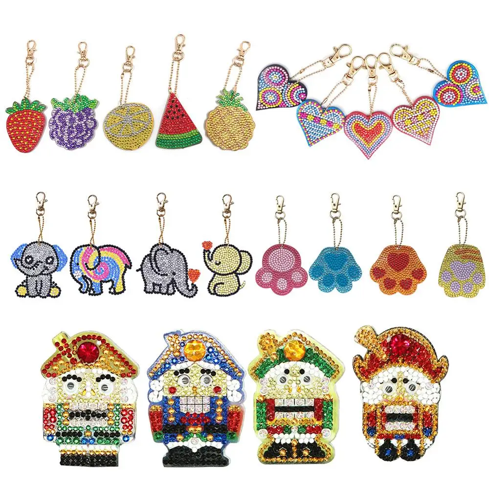 New DIY Full Drill Special Shaped Diamond Painting Keychains Pendant Diamond Keyring Embroidery Cross Stitch Craft