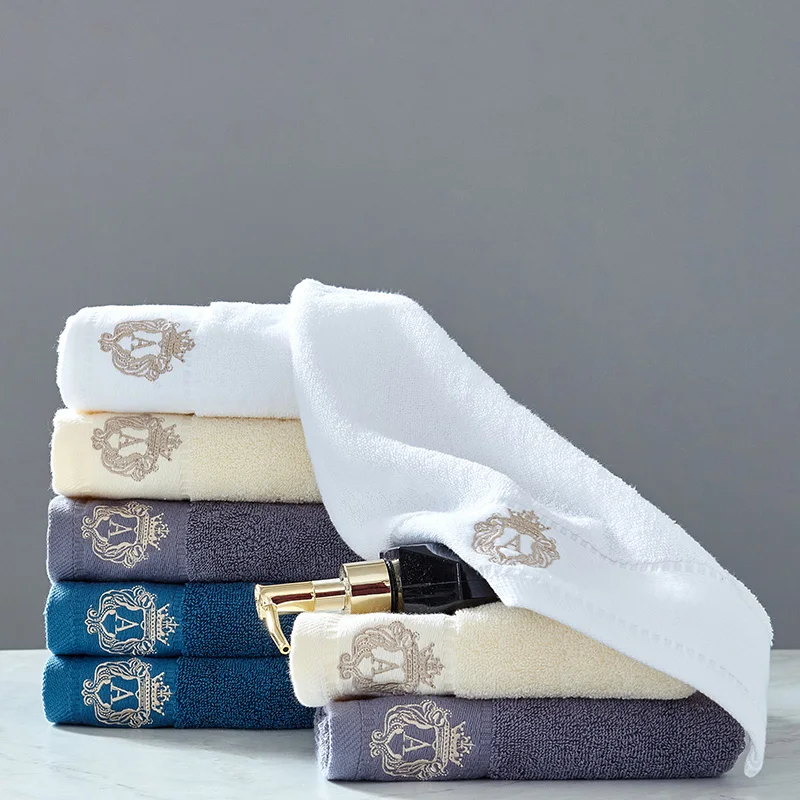 LREA 1 шт. модное однотонное вышитое благородное банное полотенце хлопок материал мягкий и удобный защищает вашу кожу 70x140 см