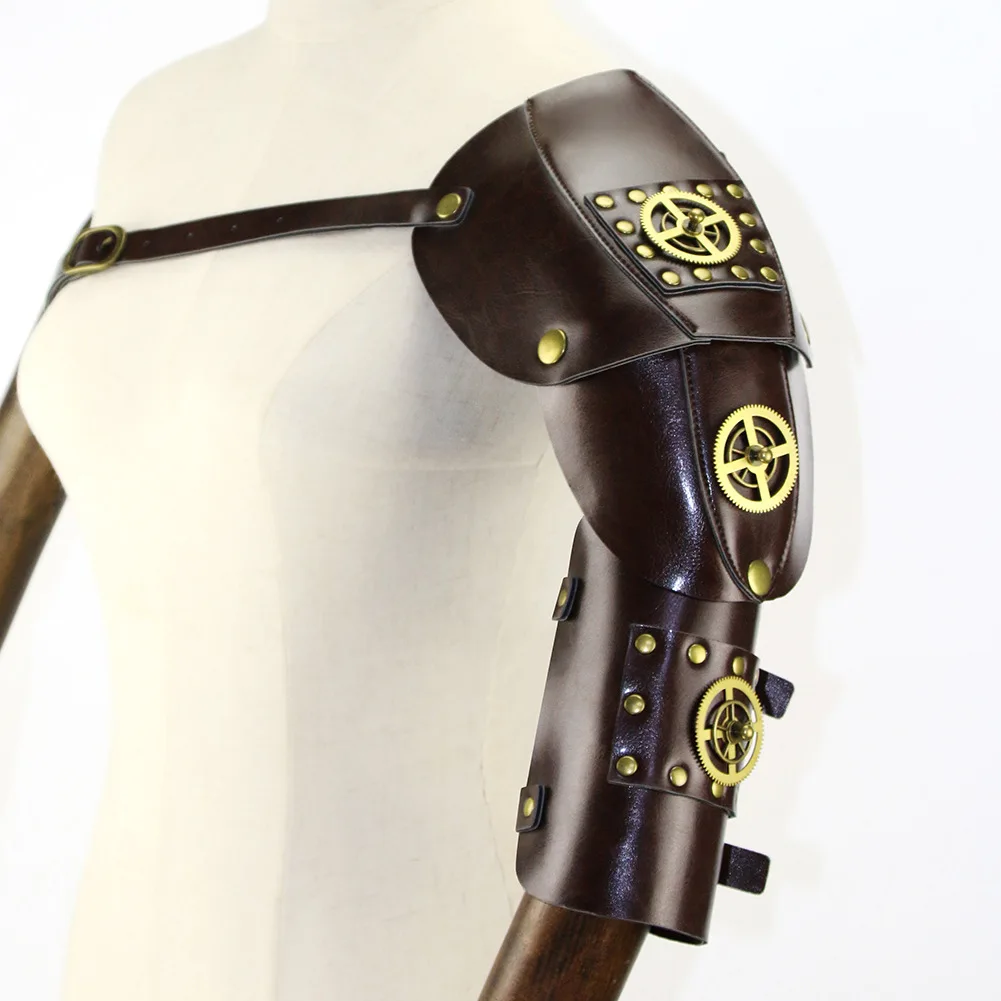 Gear duke коричневый искусственная кожа с зубчатым колесом золото Винтаж стимпанк Броня Аниме косплей реквизит аксессуары для вечеринки в стиле Хэллоуин