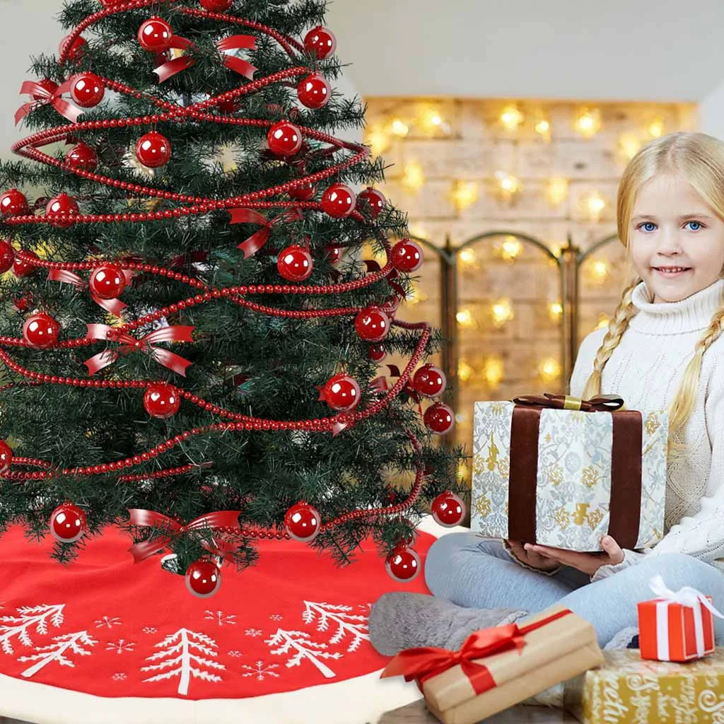 

48inch Diameter Christmas Tree Decoration Burlap Snowflake Christmas Tree Skirt Ornament