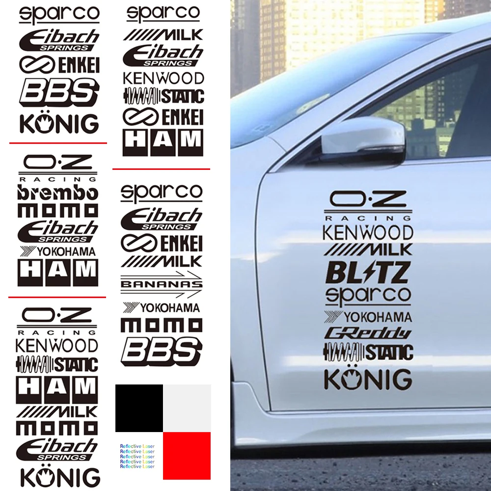 반사 레이싱 도어 스티커 세트, 자동차 브랜드 스폰서 비닐 데칼 키트, 자동차 액세서리, 5/6/7/8/9 개차량용 스티커