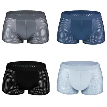 

4pcs/Box Men Mesh Breathable Briefs for Yfashion Solid Color Underwear Comfortable Boxers