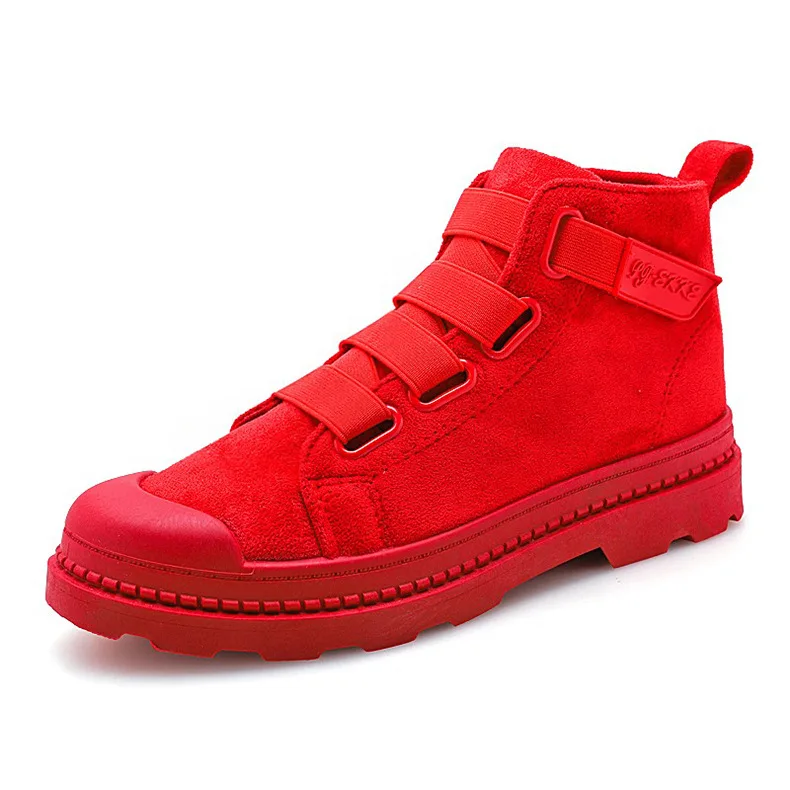 Мужские кроссовки матовые кожаные высокие мужские ботинки ретро повседневные мужские ботинки мужские M453 - Цвет: Красный