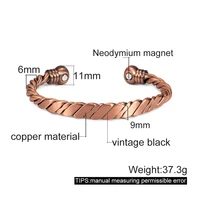 Twisted Pure Copper Magnetic Bracelet Adjustable Health Energy Bangles Arthritis Pain Relief Open Cuff Jewelry Women Resizable 2