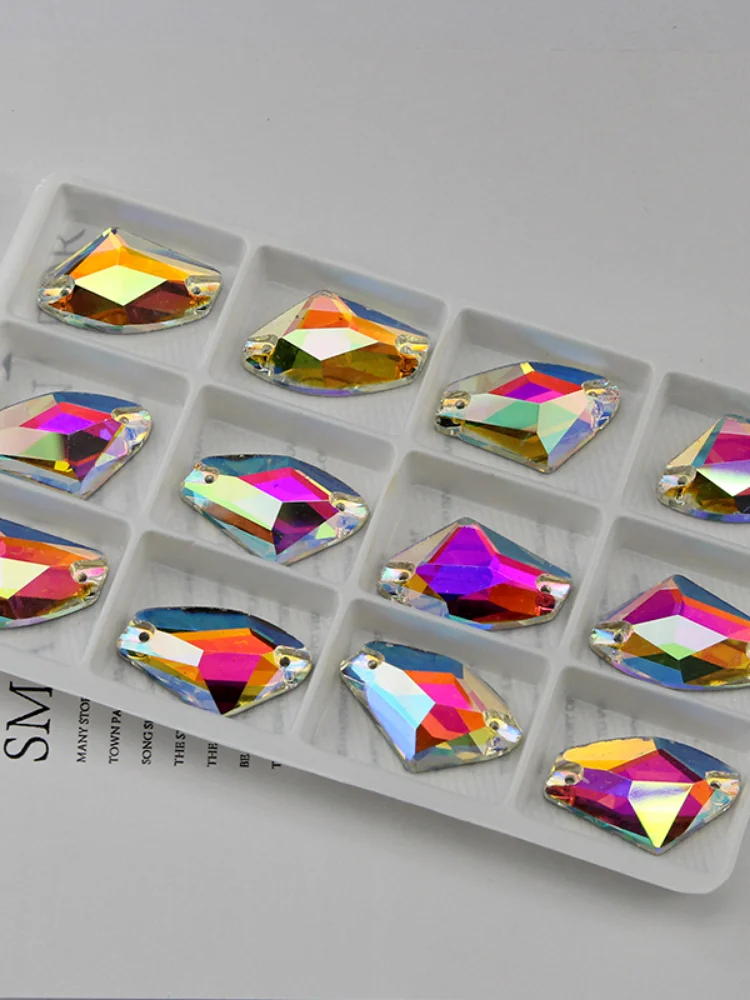 Sewing Stones Ax Shape Crystal Rhinestone Flatback Galactic Sew-on Stone 5*10 9*14 12*19 16*27 Wedding Dress