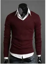 Men's autumn and winter sweater thickened rabbit hair V-Neck Sweater men's autumn and winter rabbit hair knitting solid color