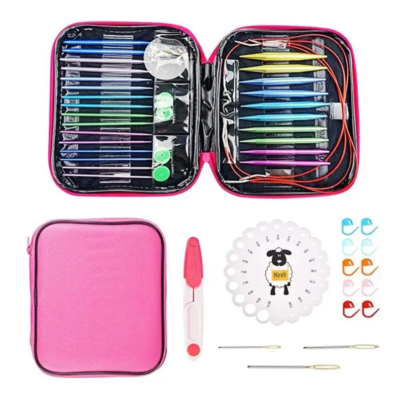 

13pairs Aluminum Change Head Circular Knitting Needle Ring Set Practical Economy Hook Tool Sewing Tools Accessory