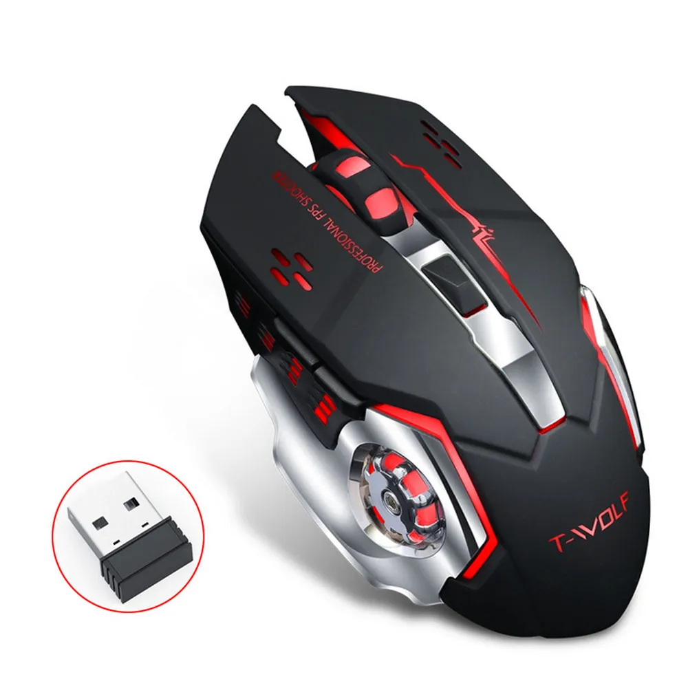 Перезаряжаемая Q13 Беспроводная Бесшумная 2400 dpi светодиодный USB 5-клавишная оптическая эргономичная игровая мышь с подсветкой для ПК и ноутбука