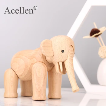 

Nordic Wooden Elephant Statue Home Decor Modern Wood Craft Sculptures Elephant Figurines Living Room Decoration Accessories