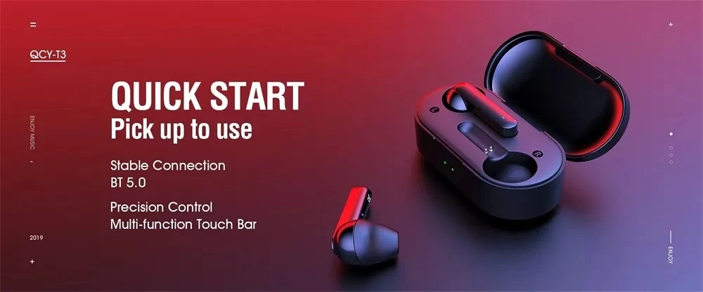 Xiaomi T3 TWS отпечатков пальцев сенсорные беспроводные наушники Bluetooth V5.0 3D стерео наушники с двойным микрофоном с шумоподавлением