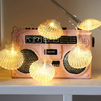 

1.5m 10 Bulb Battery Party Shell Marine Bright Warm Light Home Portable String Lamp Bedroom Decoration Seahorse Led