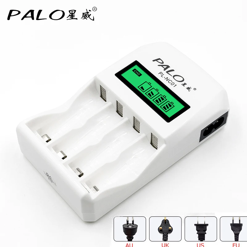 Зарядное устройство PALO для аккумуляторов 4 слота ЖК-дисплей интеллектуальное