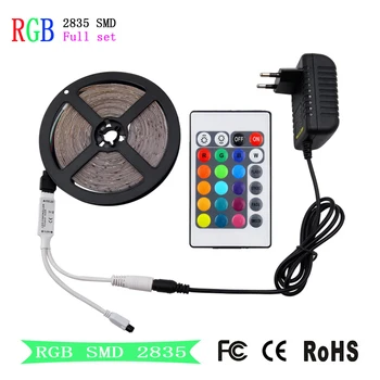 

5m RGB Led Strip Light SMD 2835 DC12V Non-Waterproof led Flexible Lighting Ribbon Tape Home Decoration lamp with Adapter