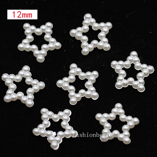 100p 12 hollow star Имитация жемчуга цвета слоновой кости для скрапбукинга, украшения для рукоделия, украшения для ногтей, изготовление свадебных открыток, сшитые бусины для одежды, разные формы - Цвет: 100p 12 hollow star