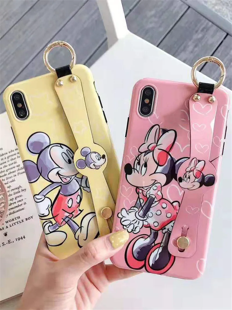 

Couple cute Cartoon mini pink wrist glossy ring holder case for iphone XS MAX XR X 6 S 7 8 plus Fashion lovely Anime phone cover