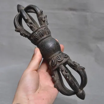 

wedding decoration Old Tibet Buddhism fane Bronze Dragon Head Dorje Vajra Phurpa Exorcism FaQi