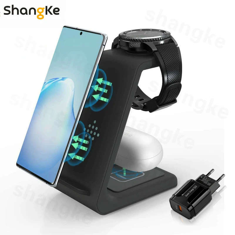 Беспроводное зарядное устройство Samsung 3 в 1 10 Вт Быстрая Зарядка Qi сертифицировано