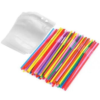

100PCS Disposable Colorful Straws and 100PCS Matte Transparent Drink Pouches Handheld Drink Container Set