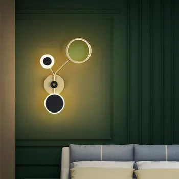

Nordic creative led wall lamp Simple warm bedroom bedside lamp indoor circular creative corridor LED wall lamp