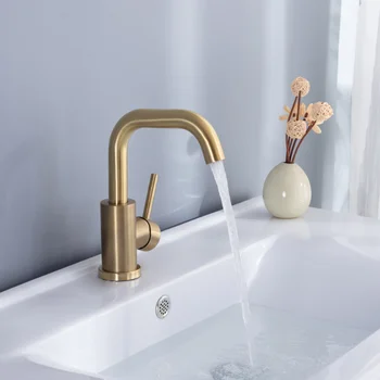 Brushed Gold Bathroom Faucet 1