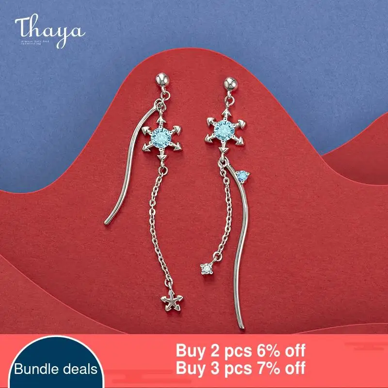 Thaya-pendiente de nieve Chapado en plata para mujer, colgante de gota de cristal azul, abalorios de Color plateado, series de temporada, regalo de moda, joyería fina ► Foto 2/6