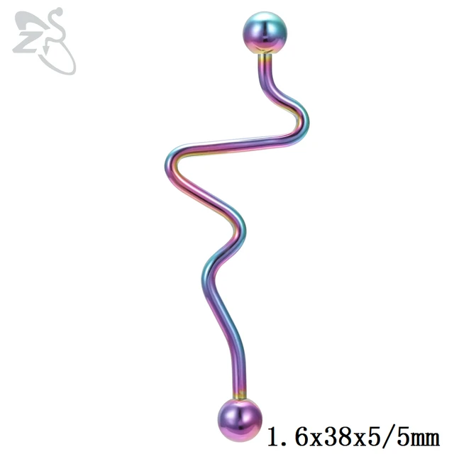ZS 1 PC Colorful Stainless Steel Long Industrial Barbell Ring For Women Men 14g Snake Ear Tragus Helix Ear Piercing Body Jewelry Style 8