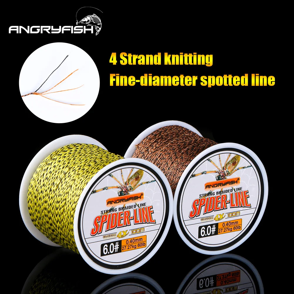 Angryfish 4 Strands 100m PE Braided Fishing Line Camouflag Yellow Brown and Green Strong endurance 10-60LB