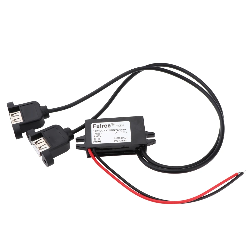 DC-DC конвертер для ступенчатого понижения Мощность модуль 8 в-60 в до 5V Dual USB Автомобильное зарядное устройство Выход бак Питание адаптер для авто мобильного телефона MP3
