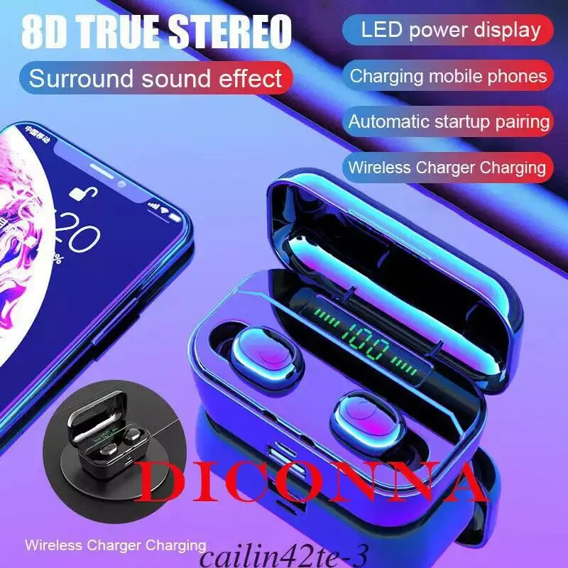 

3500mah G6S tws T1 Pro fone de ouvido bluetooth 5.0 Earphone Wireless Stereo Bass Earbuds headsets With Mic wireless Charging