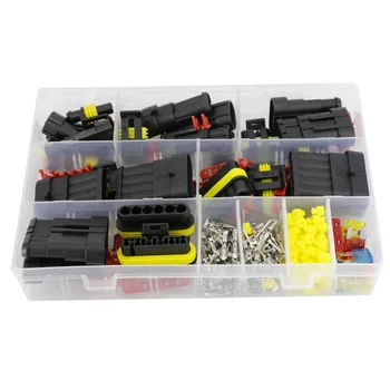 

1 Box of 14 Sets Waterproof Car Wire Connector Plug 1-6P Fuse Electrical Equipment Male and Female AMP Super Sealed