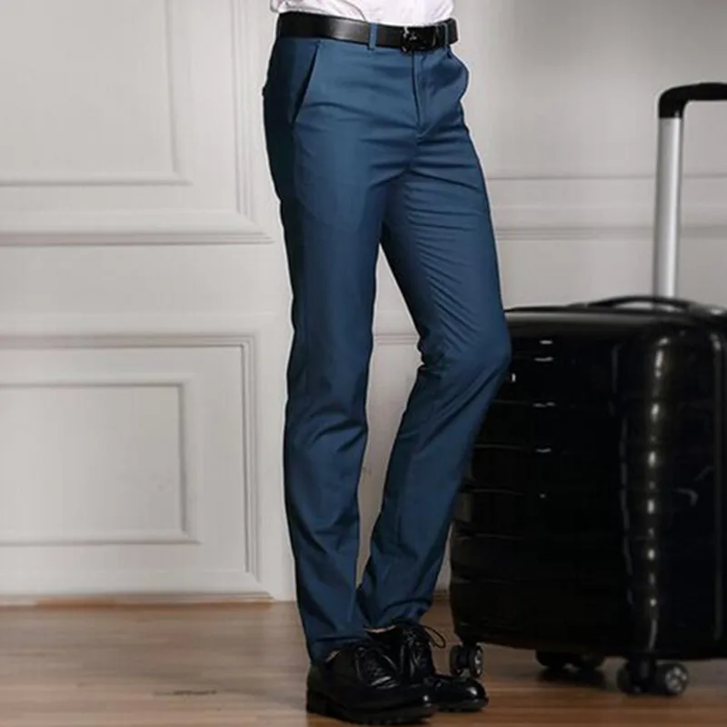 hai lan Мужская мода Slim Fit Свадебный костюм зауженные мужские брюки деловые штаны офисный пиджак в деловом стиле брюки и мужские рабочие брюки 5XL 6XL - Цвет: hai lan