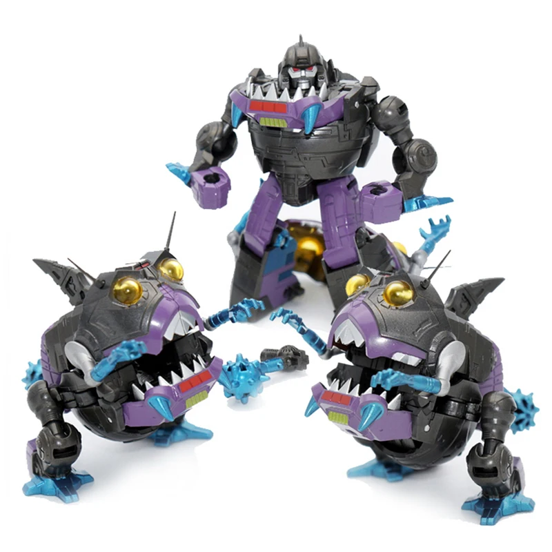 

Transformation G1 Sharkticon MFT MF-26 KO 3PCS Metal Coating Set Shark Anime Action Figure Robot Boy Collection Toys