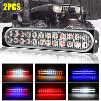 

2Pcs 72W Double Row 24 LED Car Truck Emergency Warning Hazard Flash Strobe Light Bar Double Side Emergency Flash Strobe Light
