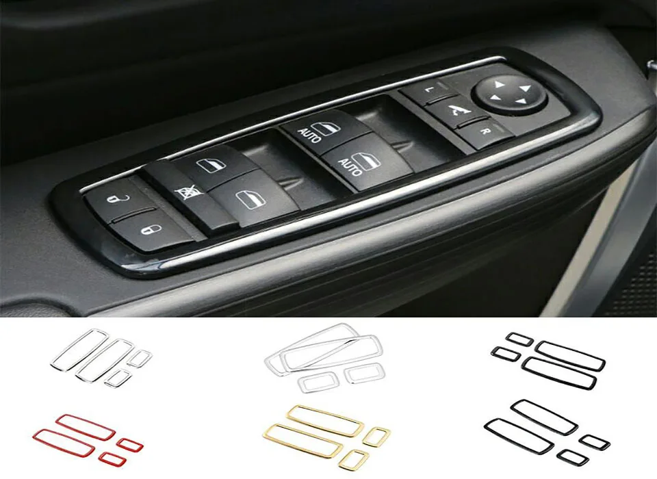 SHINEKA Automotive Interior Stickers For Jeep Grand Cherokee 2011-2016 ABS Car Interior Window Switch Button Decoration Cover